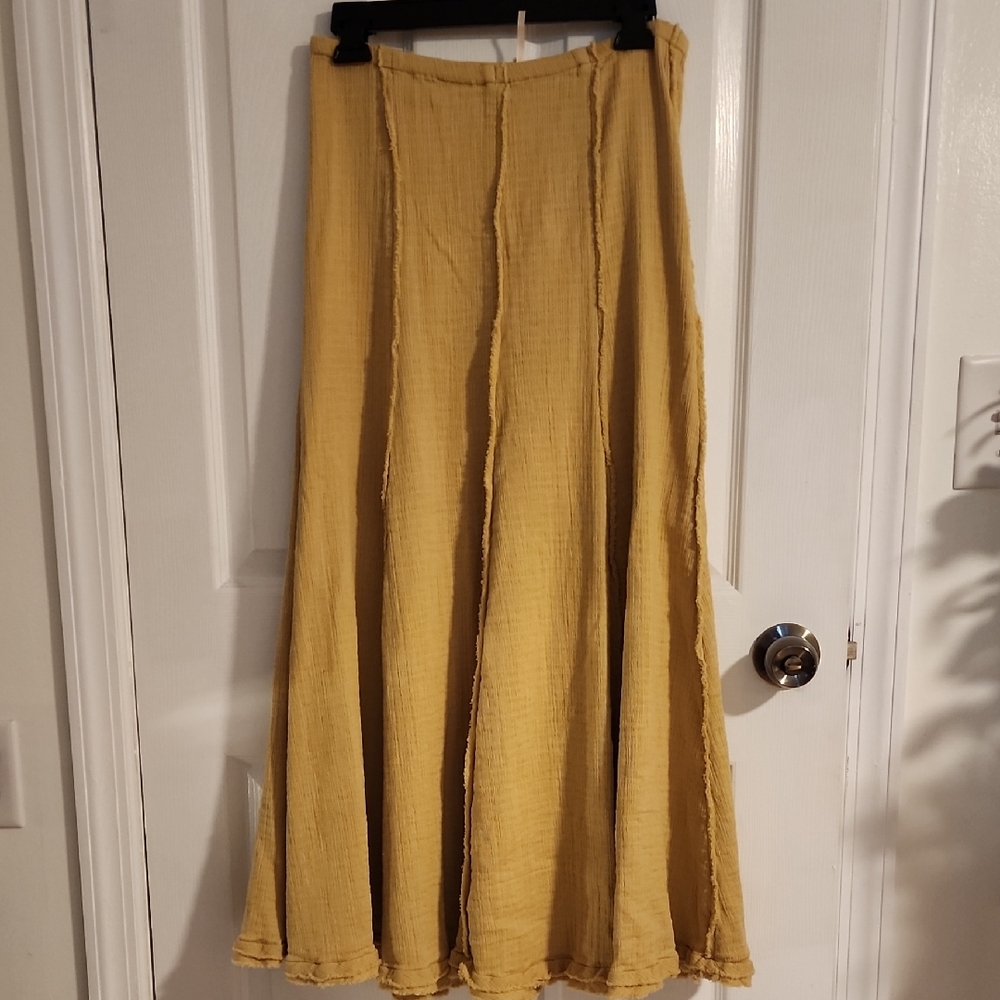 Free People Yellow A-Line Skirt
